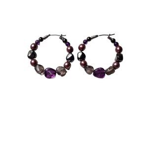 Amethyst Purple Handmade Hoop Earrings
